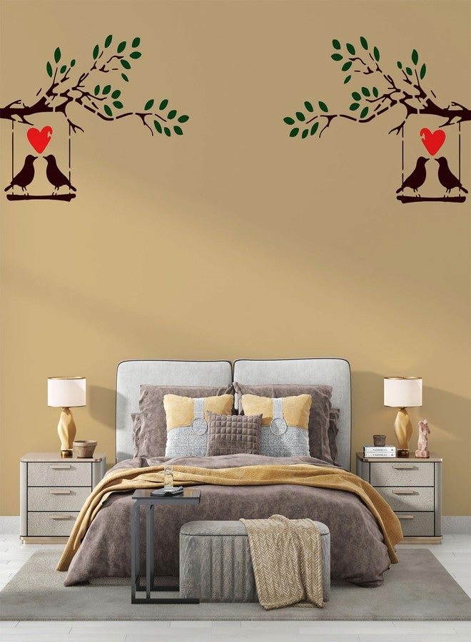 StenCart Stencil for Wall Painting Home Love Birds Reusable Wall Stencil Design for Wall Decoration(16inch x 24inch)-DIY Reusable Design Suitable for Home & Office (Pack of 1) - Image 1
